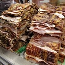 smoked bacon at Yoders Meat & Cheese