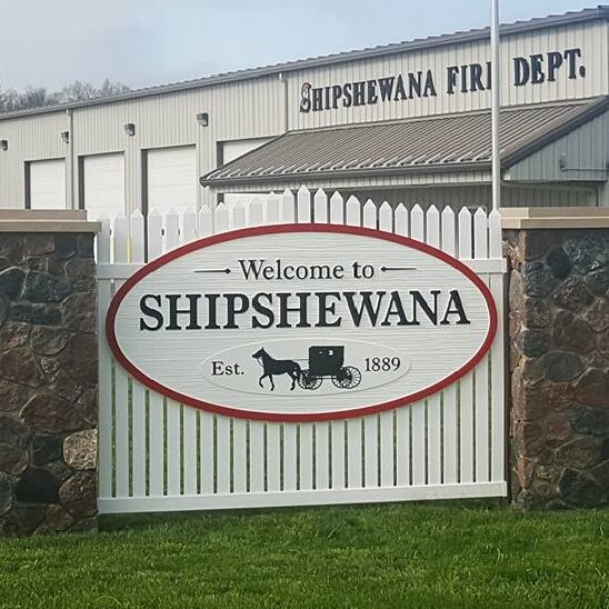 shipshewana gateway sign at fire station