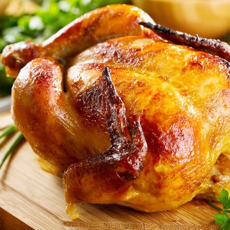 whole roasted chicken with vegetables